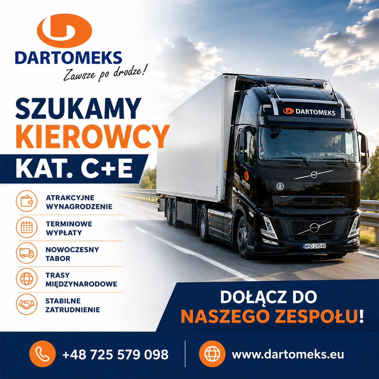 Ogłoszenie rekrutacyjne DARTOMEKS — poszukujemy kierowcy kat. C+E